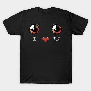 I Love You Black Cat Face by Tobe Fonseca T-Shirt